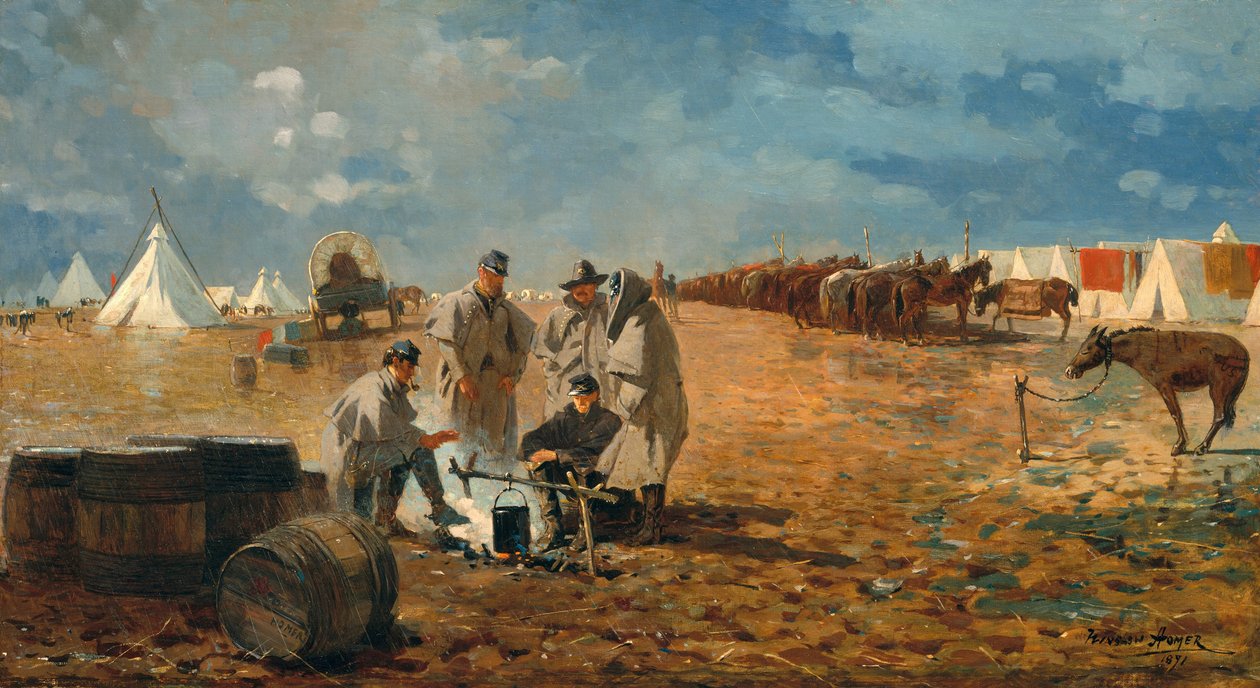 Regnig dag i lägret, 1871 av Winslow Homer