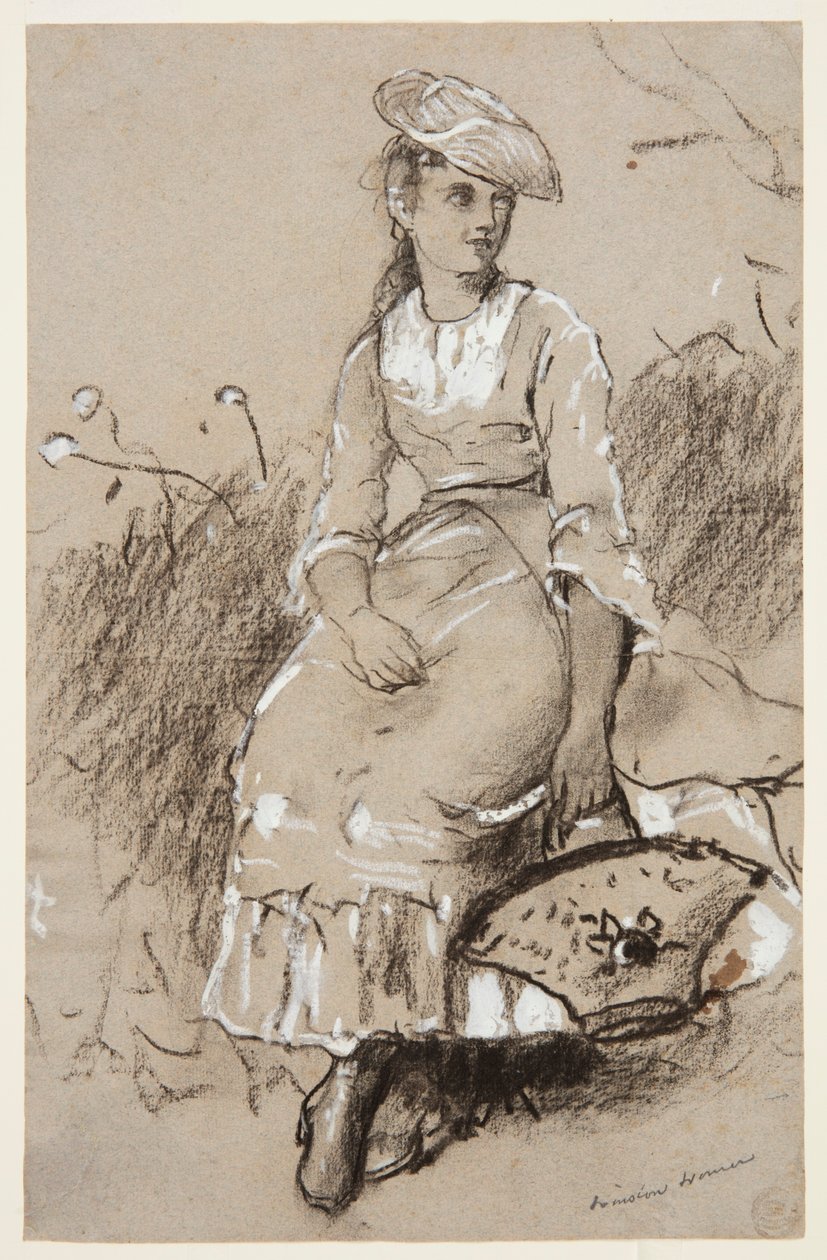 Sittande flicka med en korg av Winslow Homer