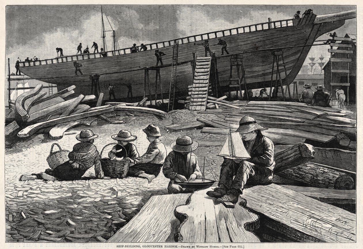 Skeppsbyggnad, Gloucester Harbor, 1873. av Winslow Homer