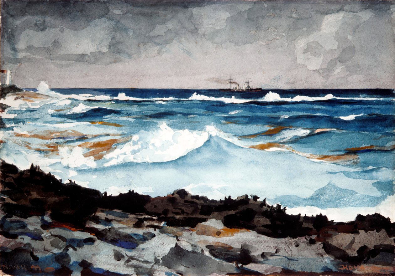Shore and Surf, Nassau, 1899. av Winslow Homer