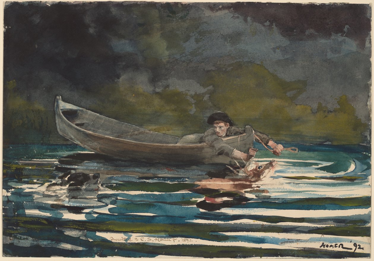 Skiss för "Hound and Hunter" av Winslow Homer