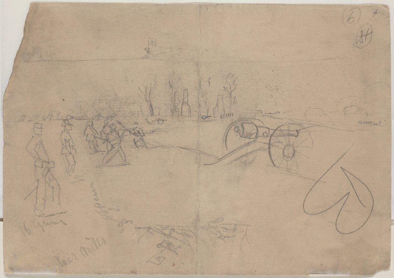 Soldater och kanoner [verso], 1862. av Winslow Homer