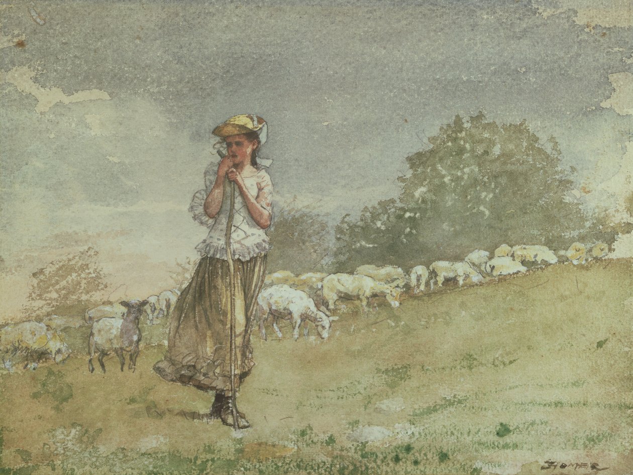 Att sköta får, Houghton Farm, ca 1878-79 av Winslow Homer