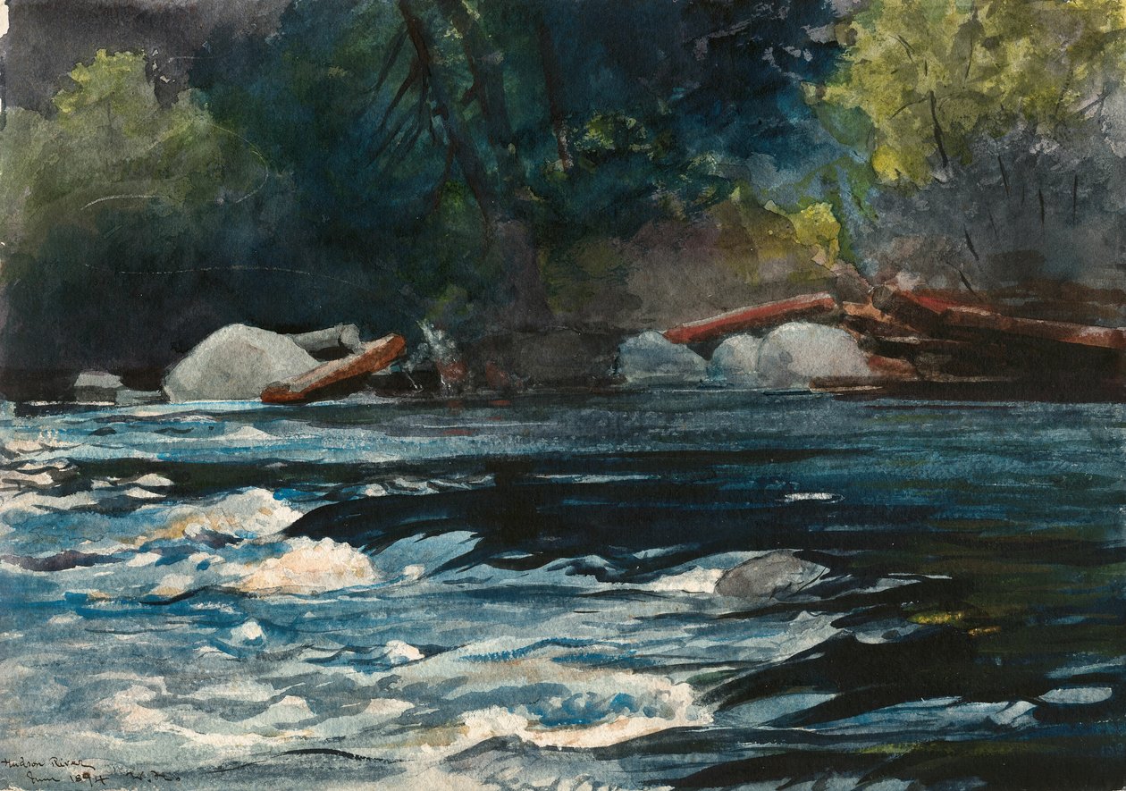 The Rapids, Hudsonfloden, Adirondacks av Winslow Homer