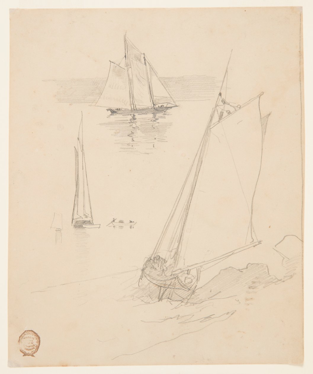 Tre skisser av Schooners av Winslow Homer