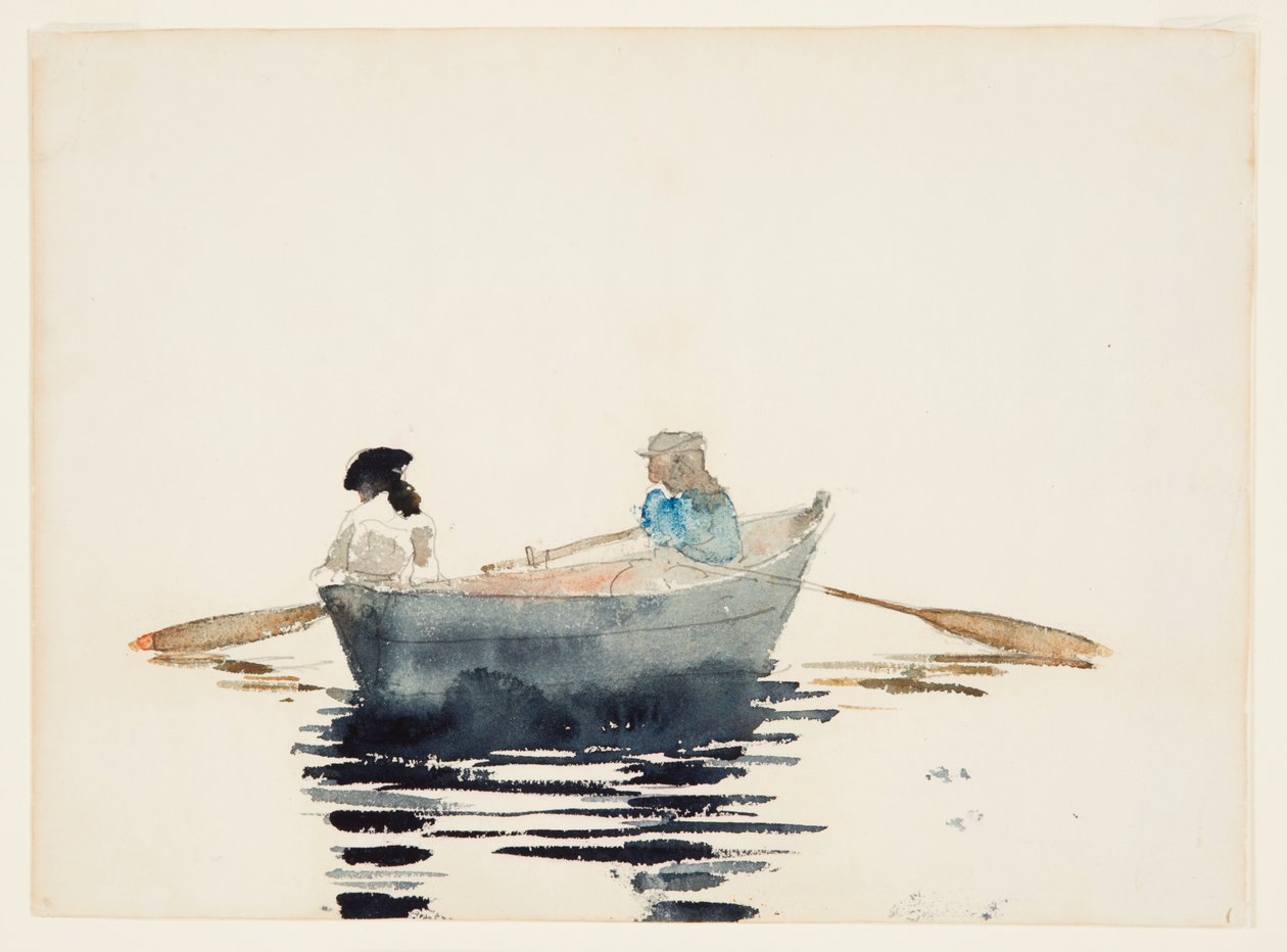 Två flickor i en roddbåt av Winslow Homer
