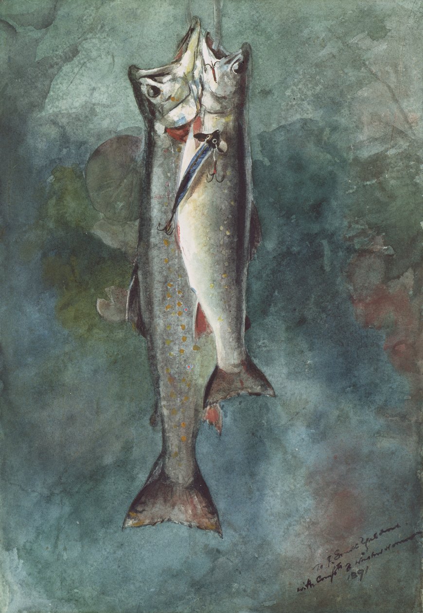 Två öringar, 1891 (wc på papper) av Winslow Homer