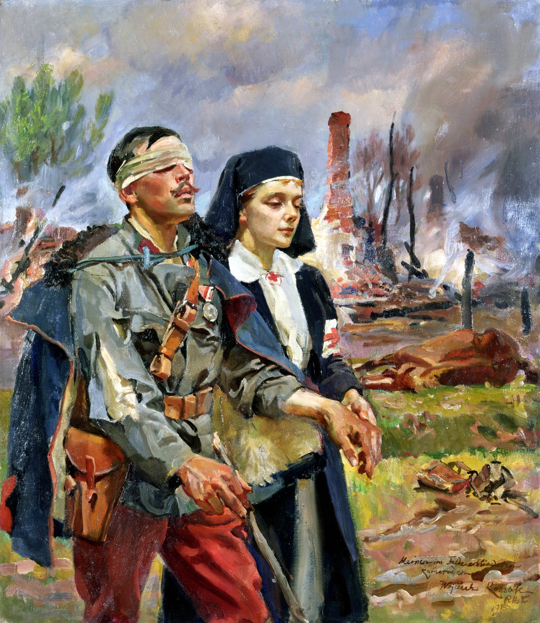 Sårad soldat, 1915 av Wojciech Kossak
