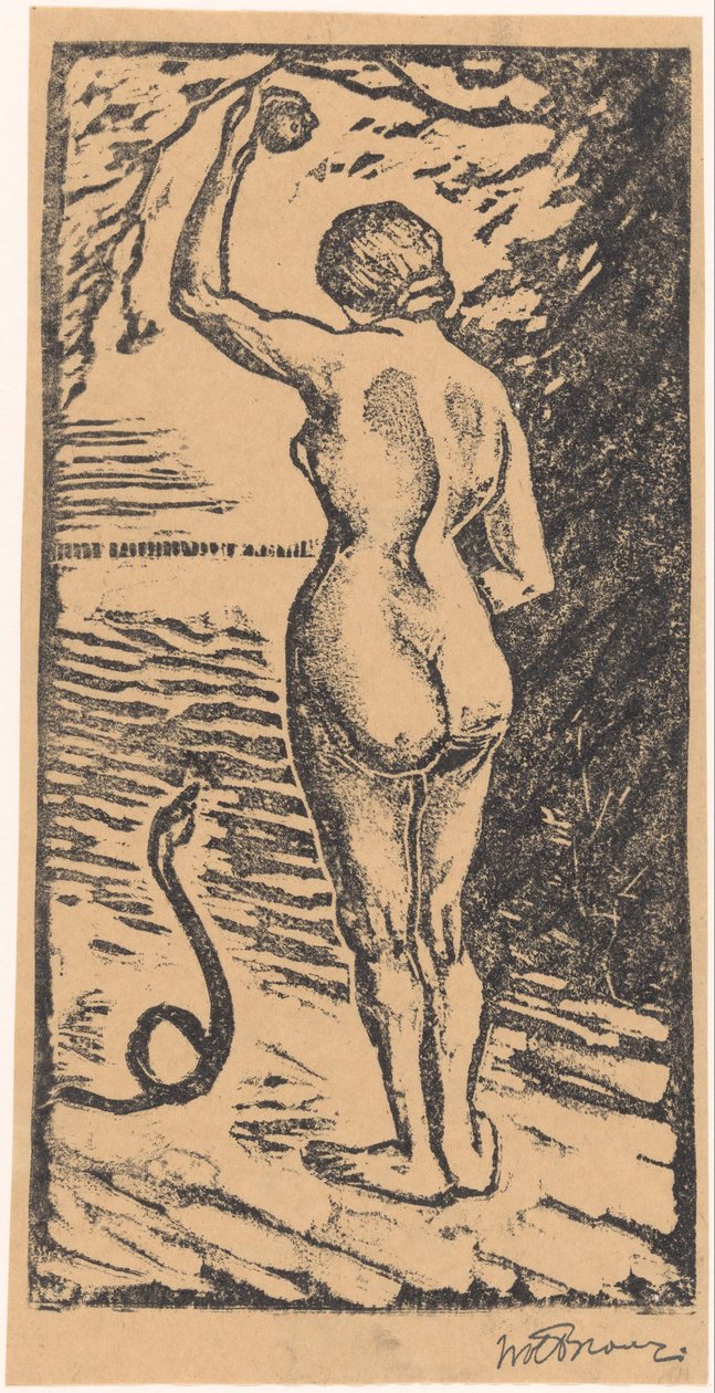 Eva en de slang av Wolbartus Brouwer (signed by artist)