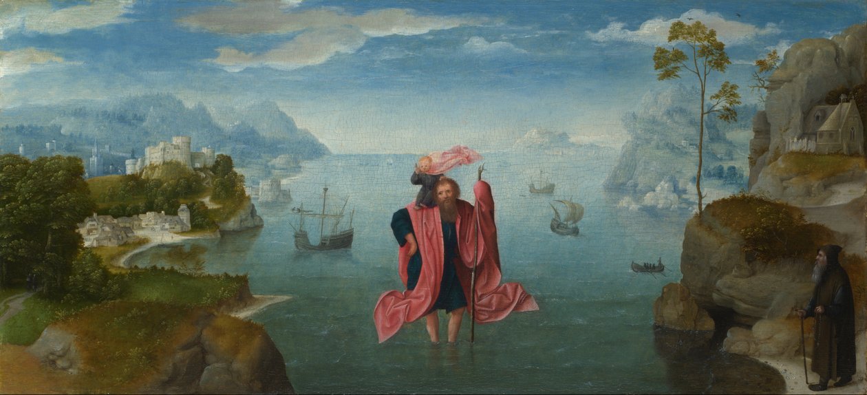 Saint Christopher som bär barnet Kristus av Master of the Female Half Lengths