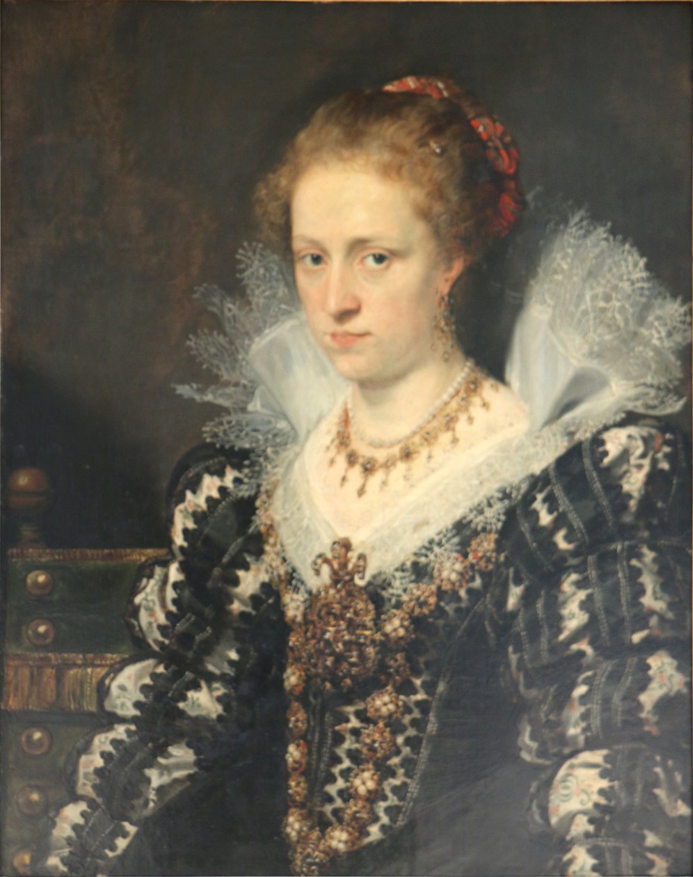 Porträtt av Jacqueline van Caestre, fru till Jean Charles de Cordes av Workshop of Peter Paul Rubens