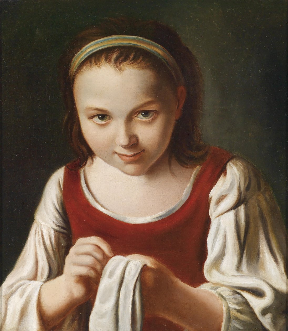 Ein nähendes Mädchen av Pietro Antonio Rotari