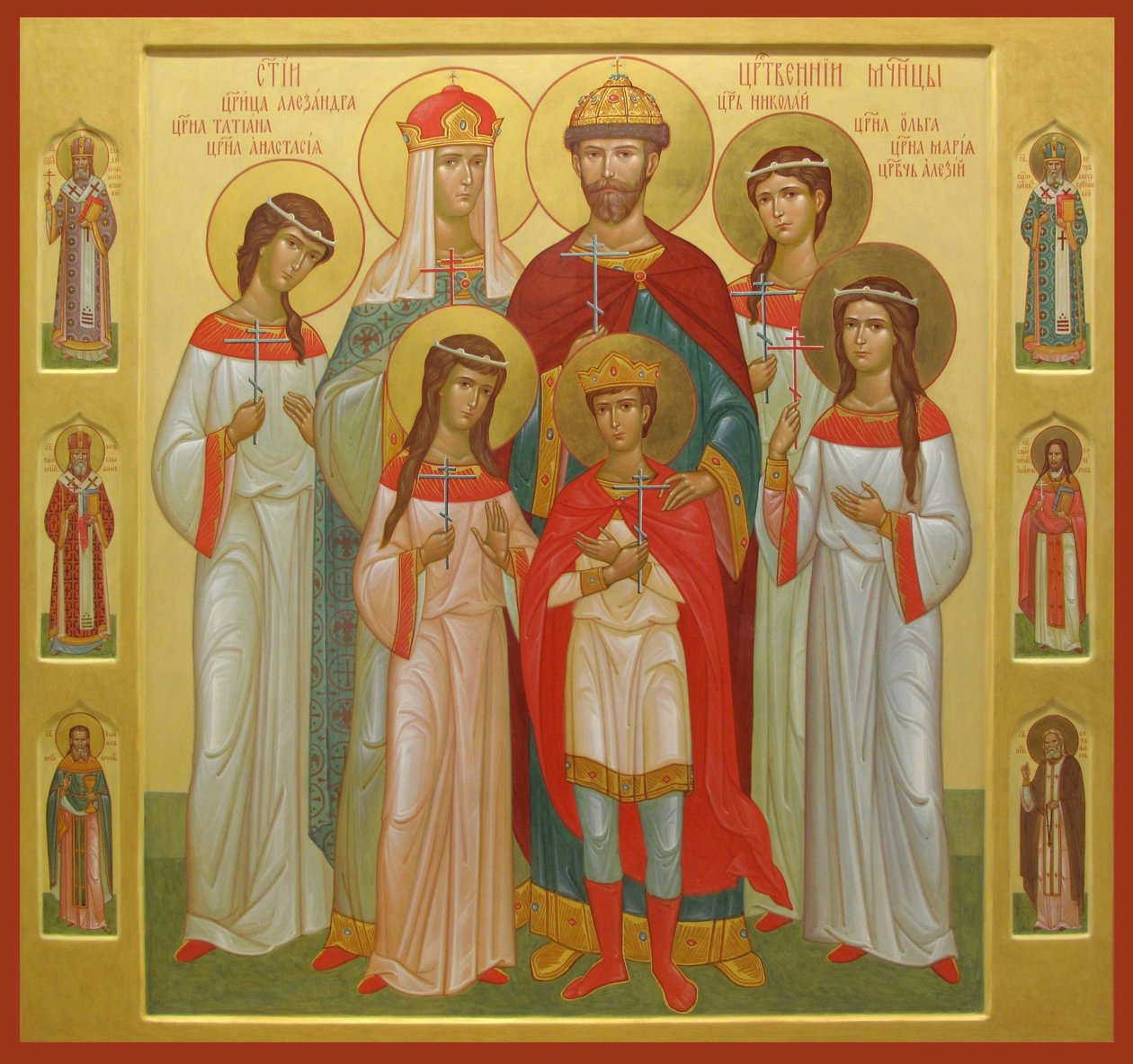 Tsar Nikolaj II:s mördade familj (tempera på trä) av Workshop of the Trinity Lavra of St. Sergius