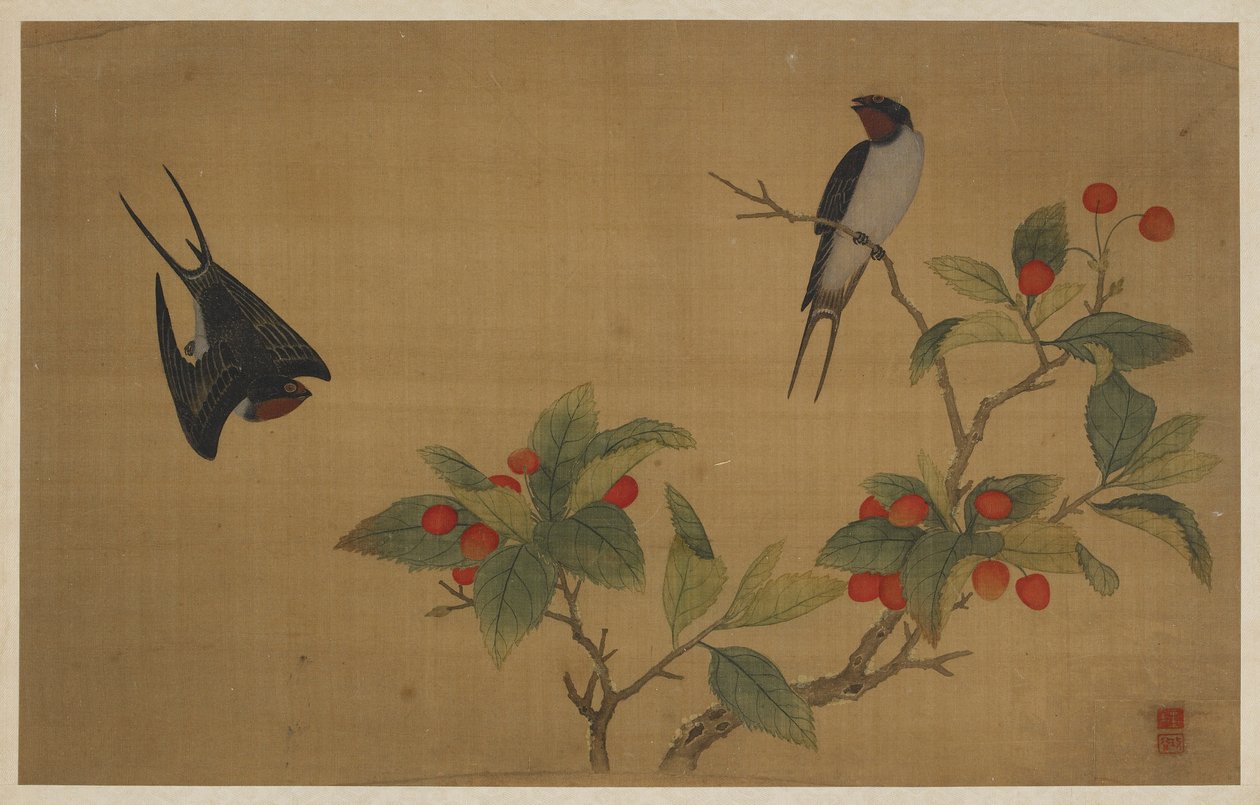 Fåglar och frukt av Wu Zhang