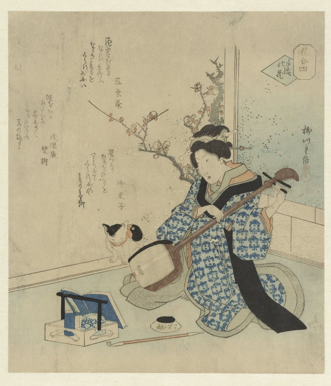 Geisha Tuning her Shamisen av Yanagawa Shigenobu (II)