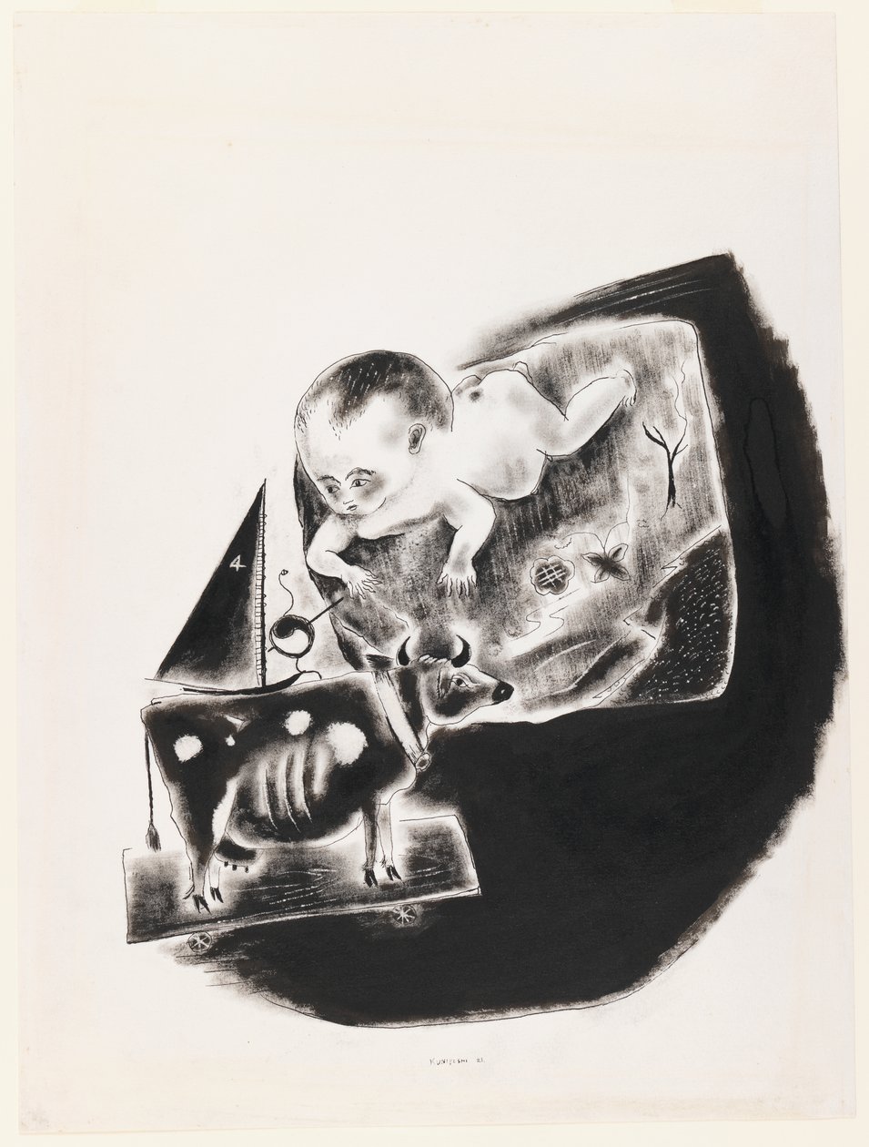 Baby och leksaksko av Yasuo Kuniyoshi