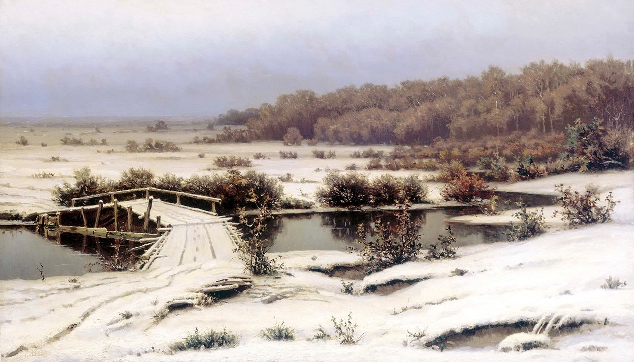 Tidig snö, 1883. av Yefim Yefimovich Volkov