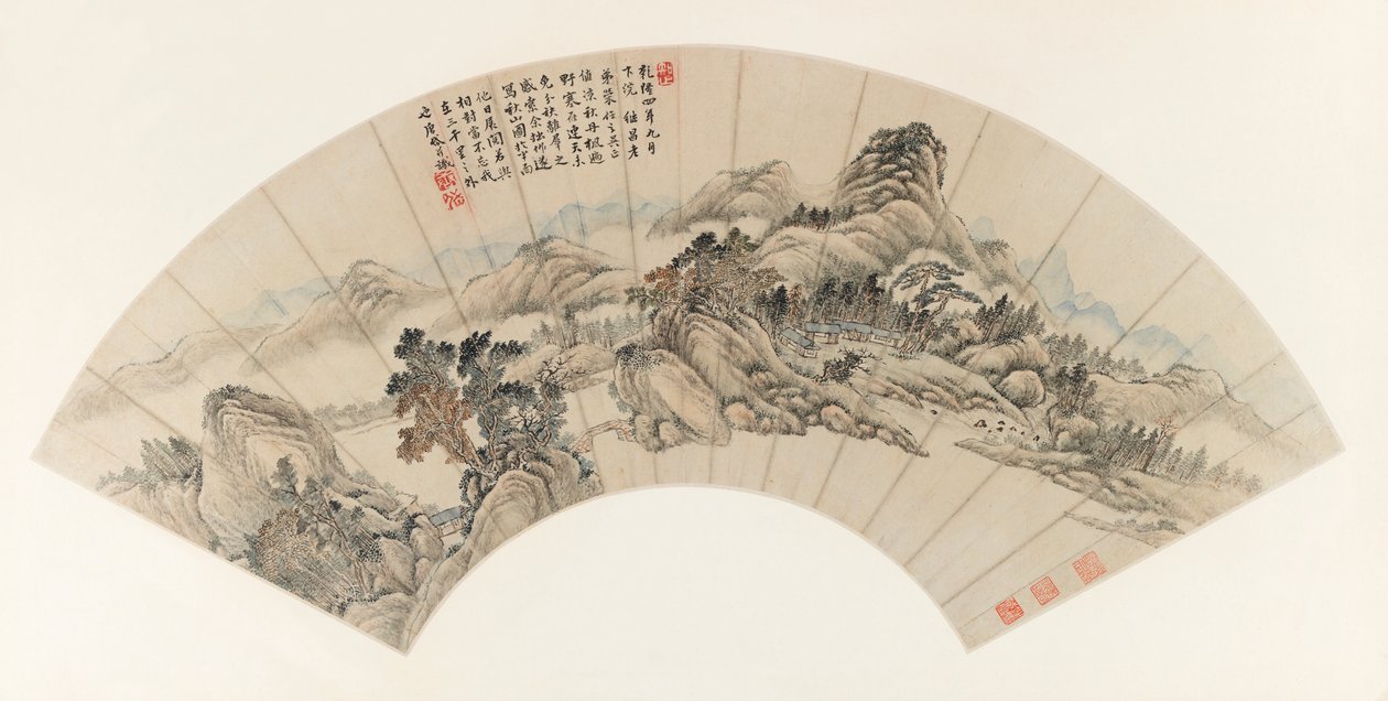 Höstbergen för Jichang (Chi-ch-ang), 1739 (bläck och färg på papper) av Yudong Tang Dai