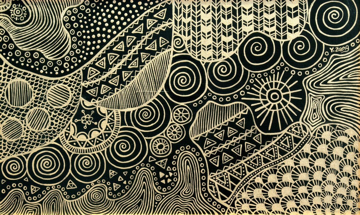 Gold doodle, 2023 (olja på duk) av Yue Zeng