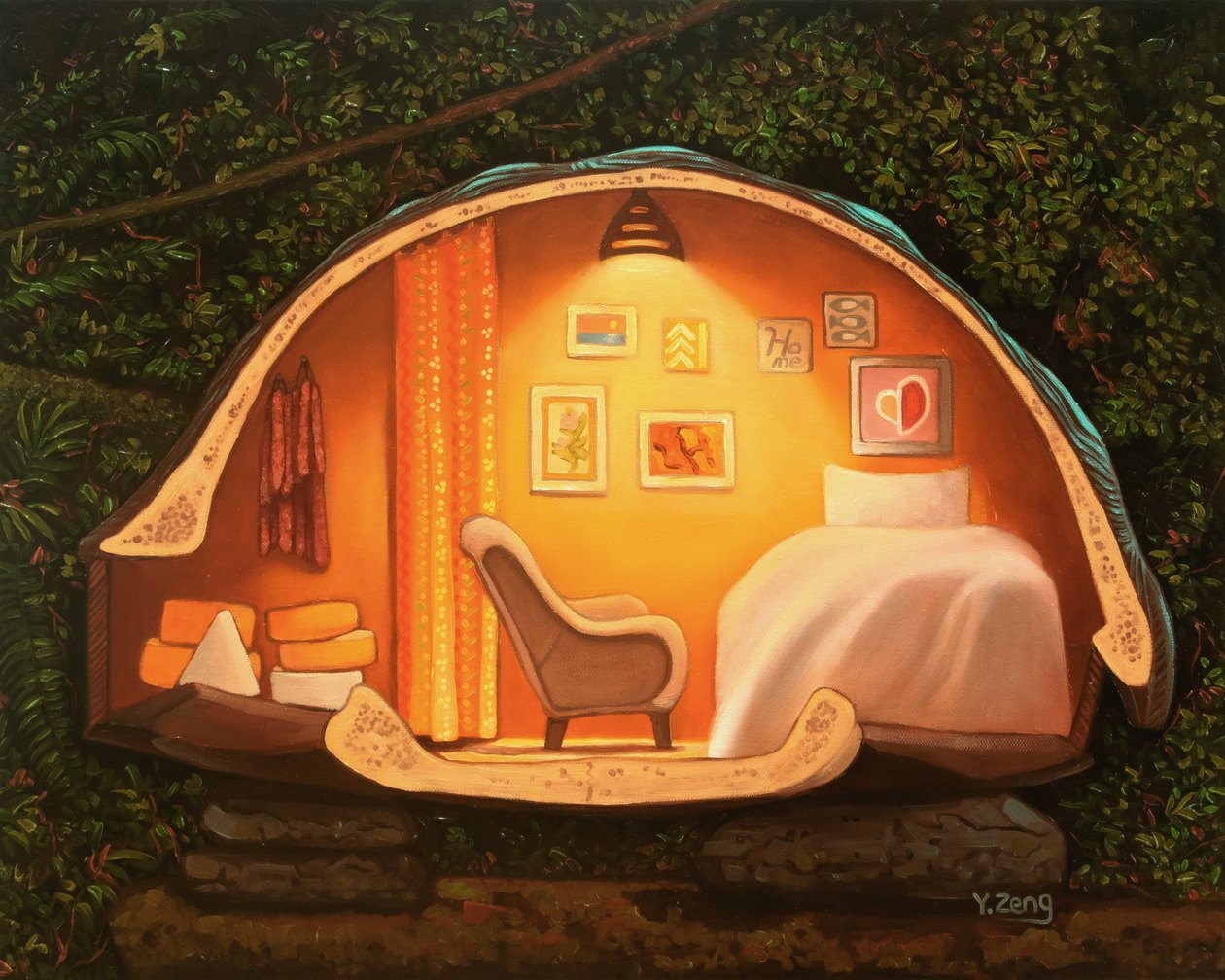 Turtle house, 2023 (olja på duk) av Yue Zeng