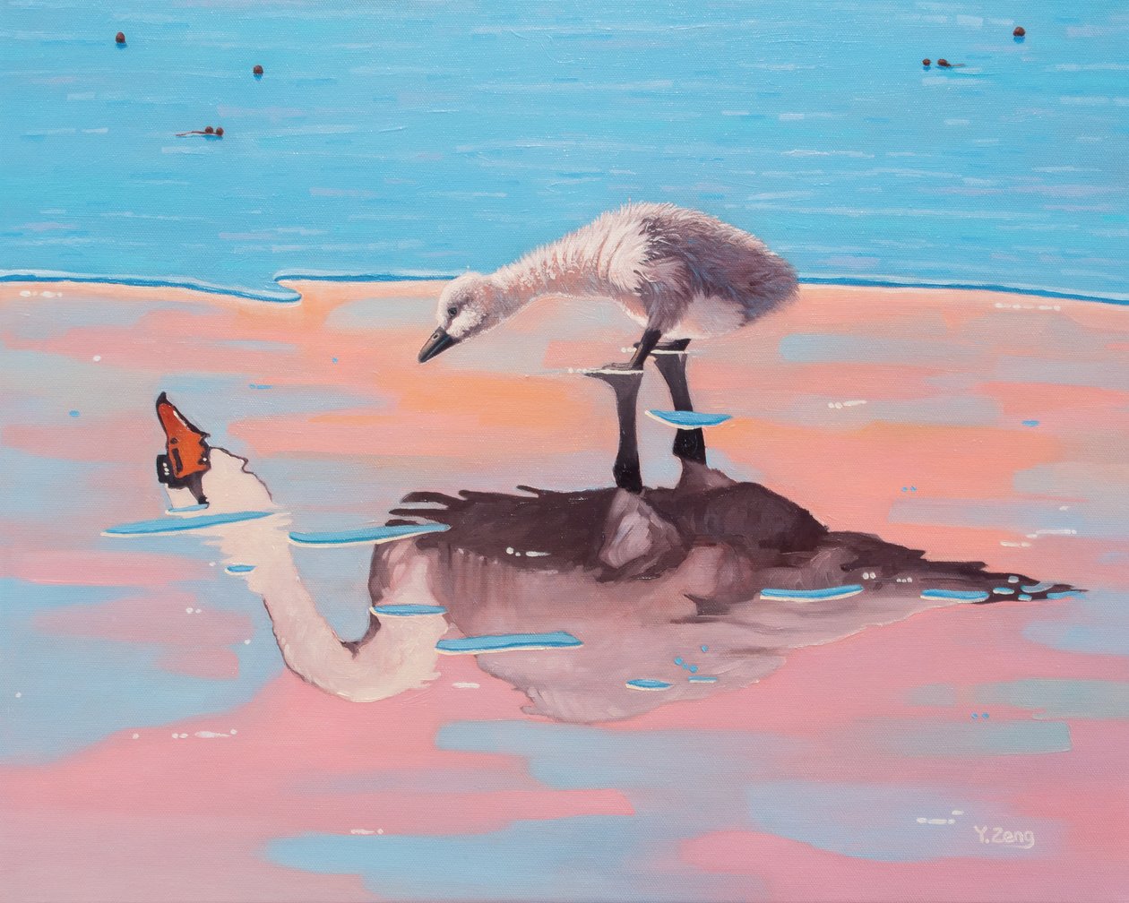 Ugly duckling, 2023 (olja på duk) av Yue Zeng