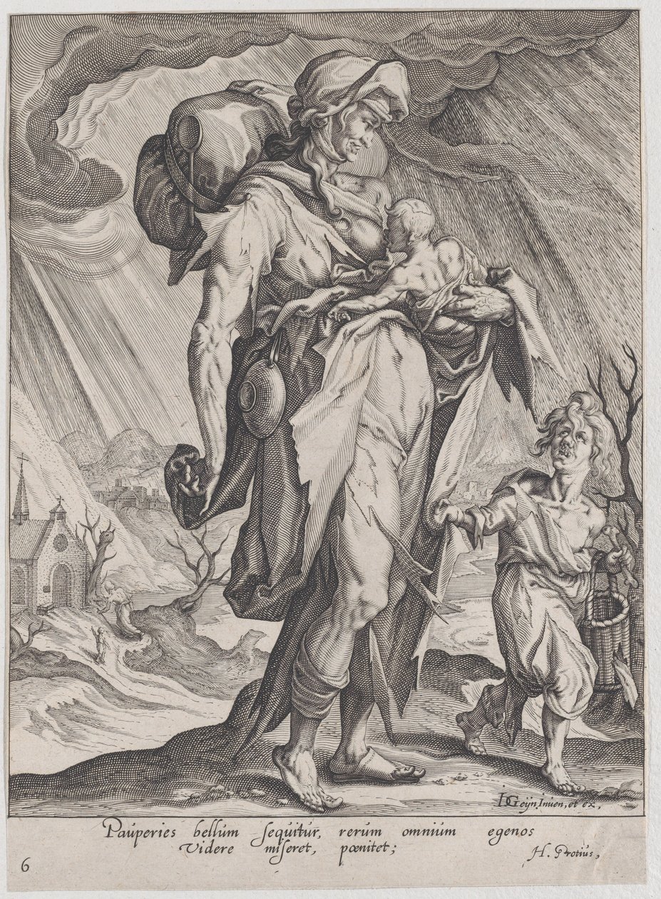 Fattigdom, från dygder och laster, 1596-97., 1596-97. av Zacharias Dolendo