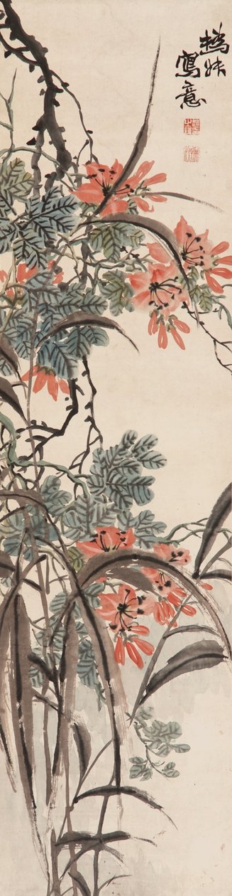 Blommor, Qingdynastin (bläck och färg på papper) av Zhao Zhiqian