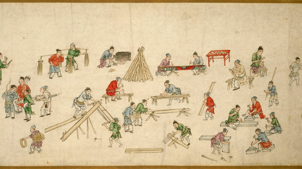 Gatuscener i fredstid 太平風會圖 av Zhu Yu