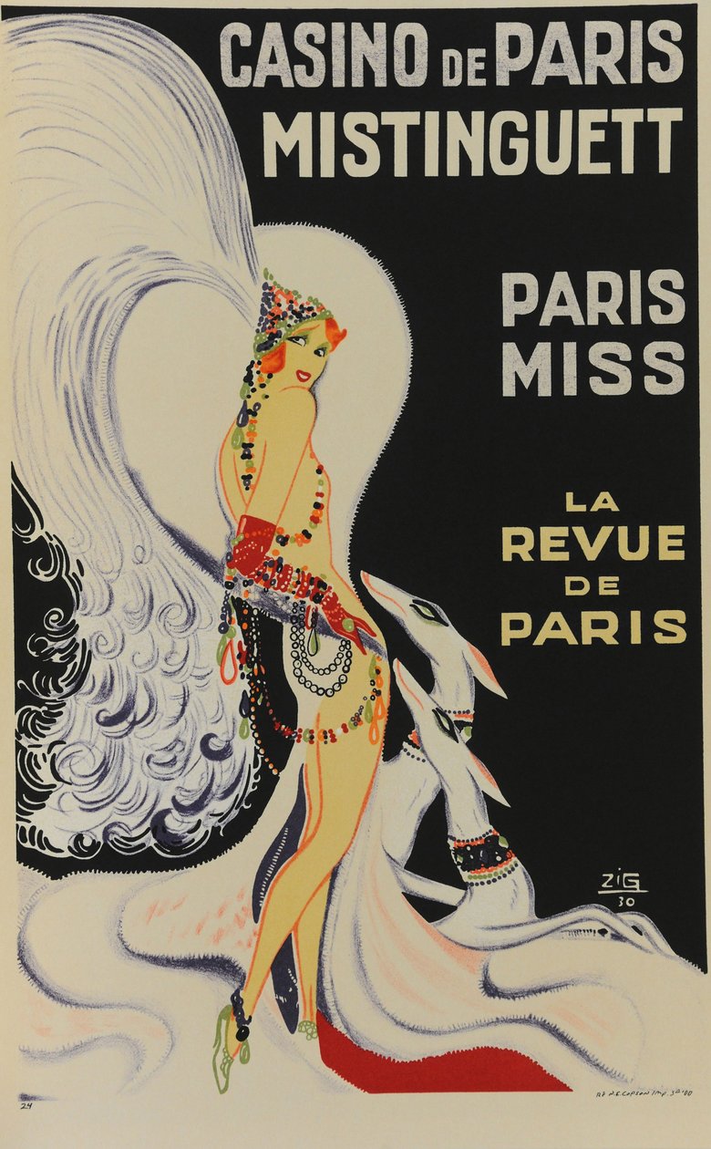 Casino i Paris. Mistinguett. Paris fröken, 1930. av Zig