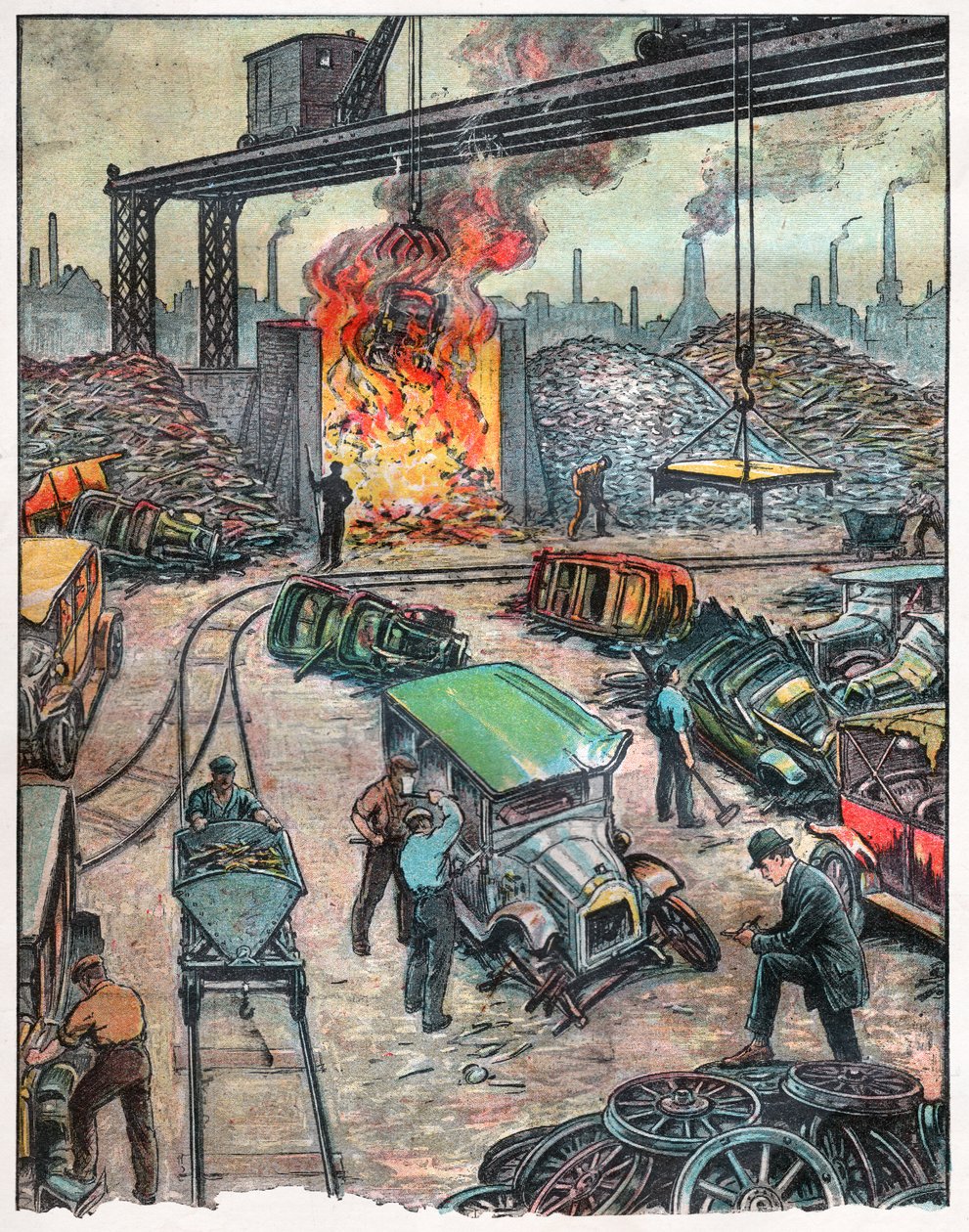 En bilurladdning i USA. 1924 (illustration) av . .