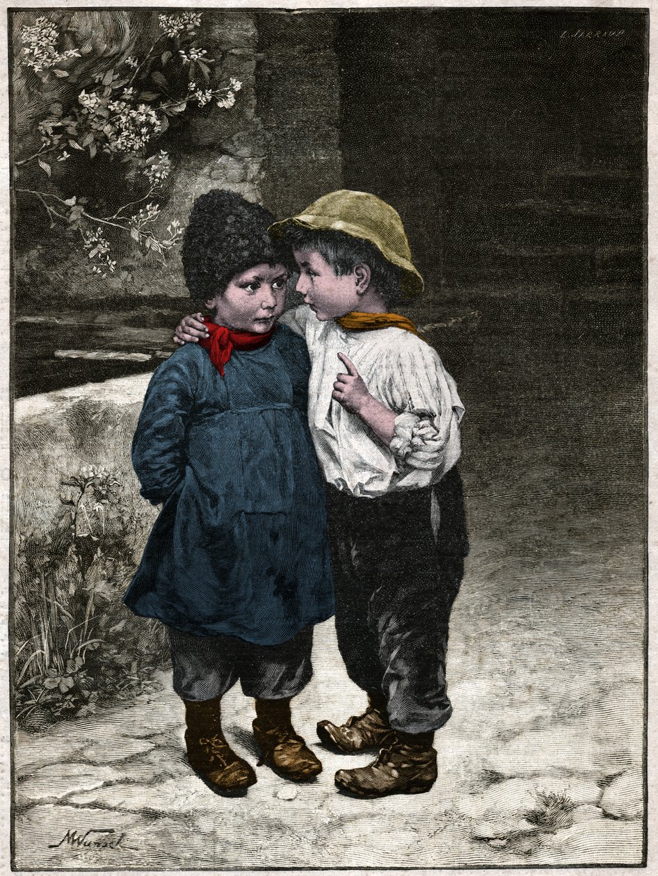 Barns diskussion. 1901 (gravyr) av . .