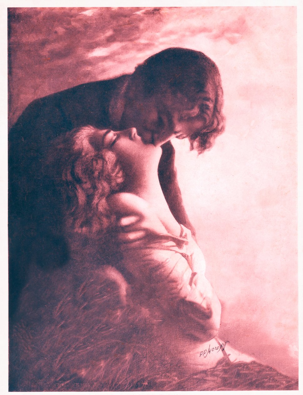 Par kysser. cirka 1920 (illustration) av . .