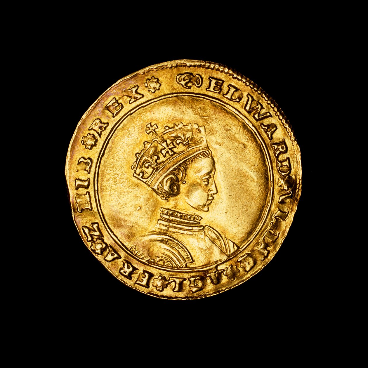 Engelskt hamrat guld halv suveränt mynt av Hippolyte Lalaise Devéria