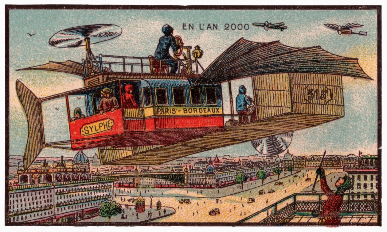 Flygande buss i Paris, ca 1910 av . .