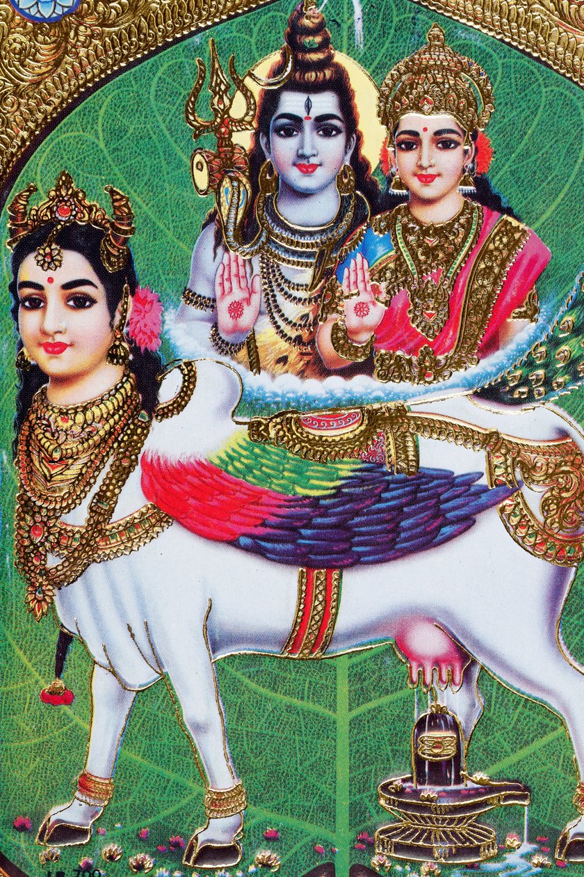 Hinduiska guden Shiva och gudinnan Parvati. av . .