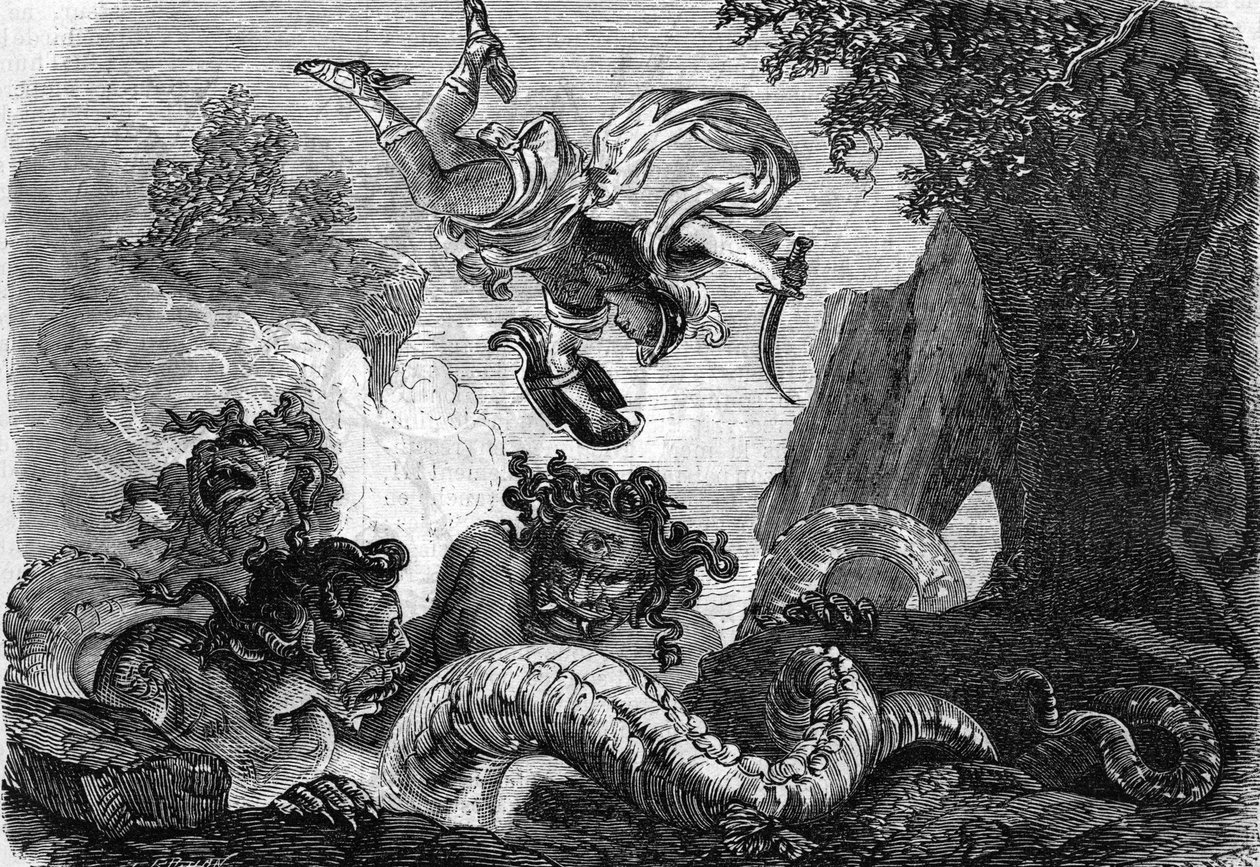 Perseus slåss mot Gorgon av . .