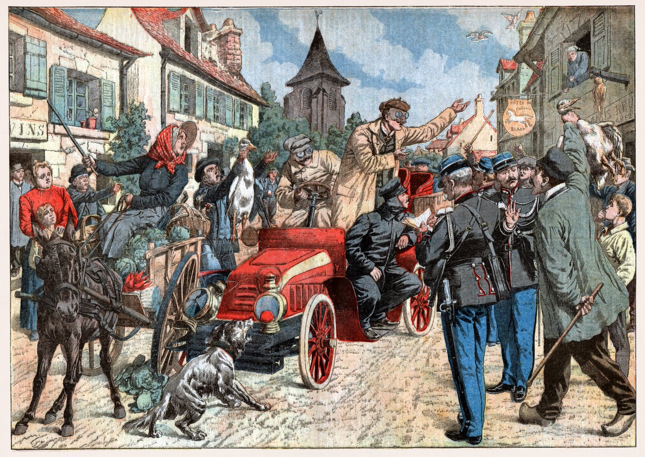 fortkörning i en by av . .