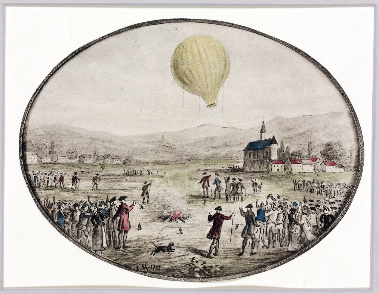 Den första offentliga ballonguppstigningen, 5 juni 1783 av Frederick (attr. to) Barnard