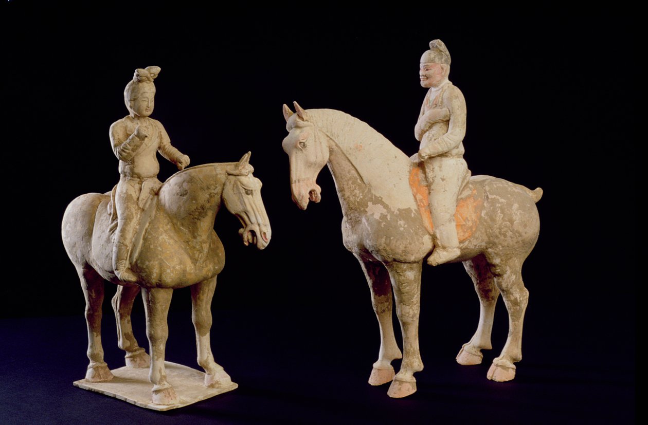 Två ryttare, kinesiska, Tang-dynastin (618-906) (terrakotta) av Hippolyte Lalaise Devéria