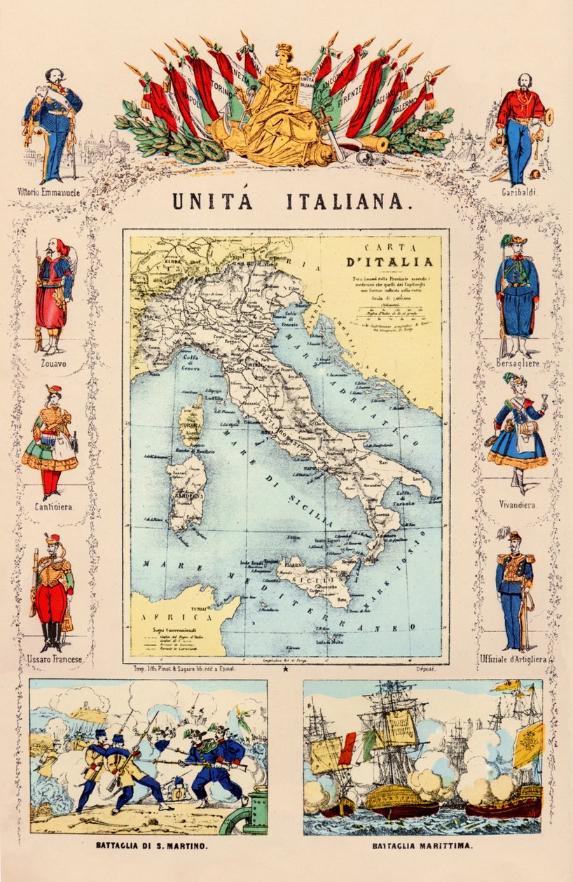 UNITED ALLEGORIA ITALIEN 1860 av . .