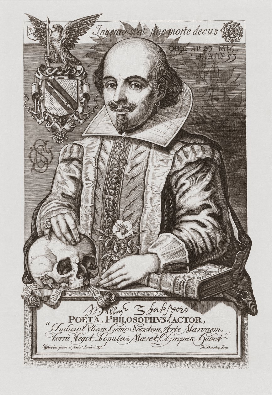 William Shakespeare. Porträtt. av . .