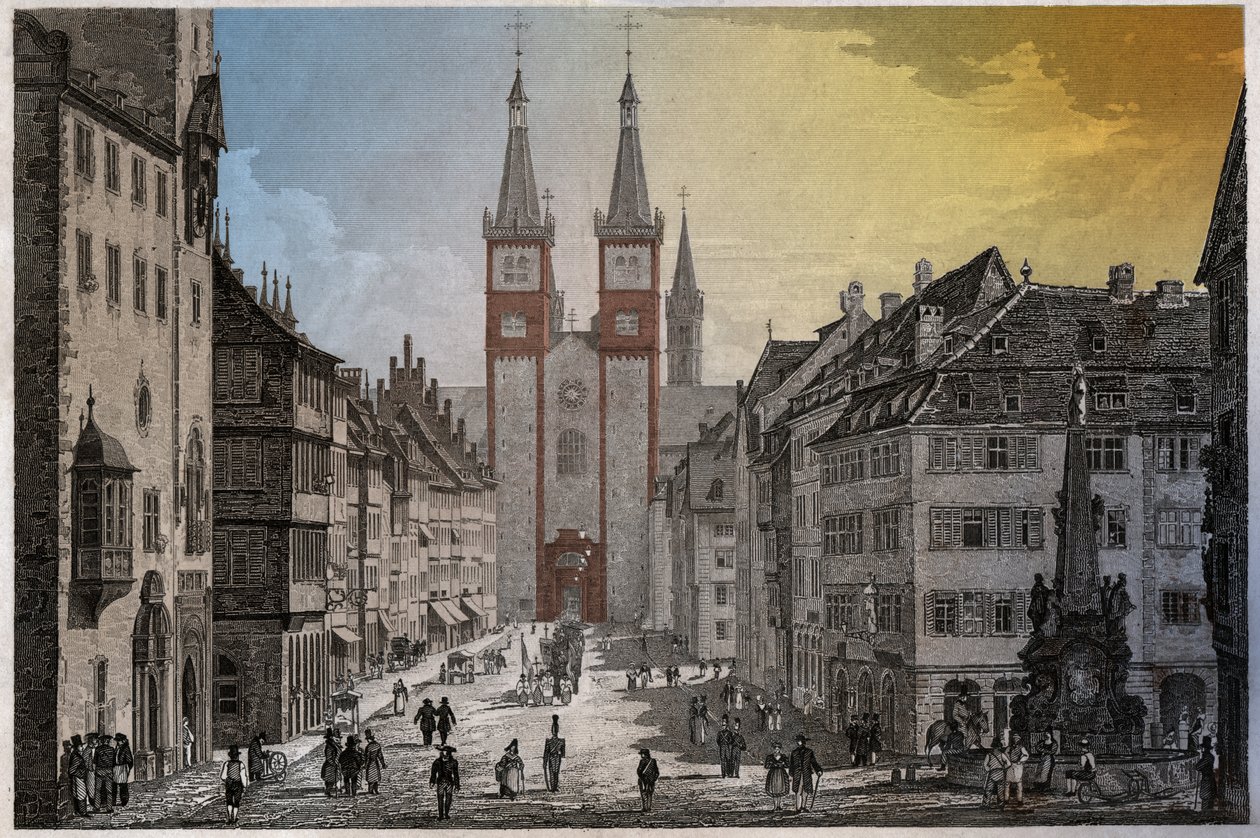 Würzburg, cirka 1830 (gravyr) av . .