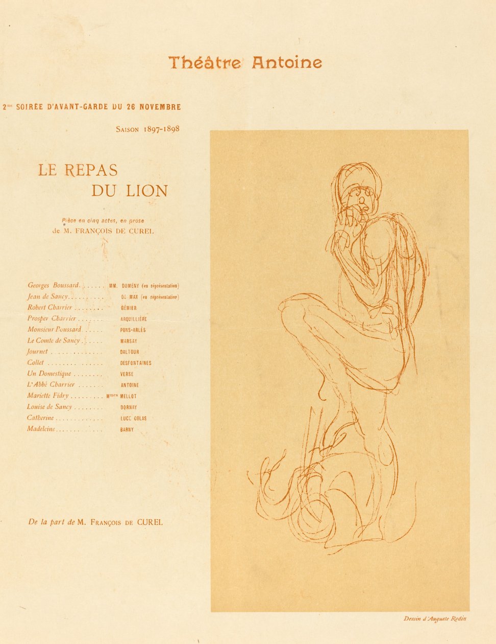 Lejonets måltid av after Auguste Rodin