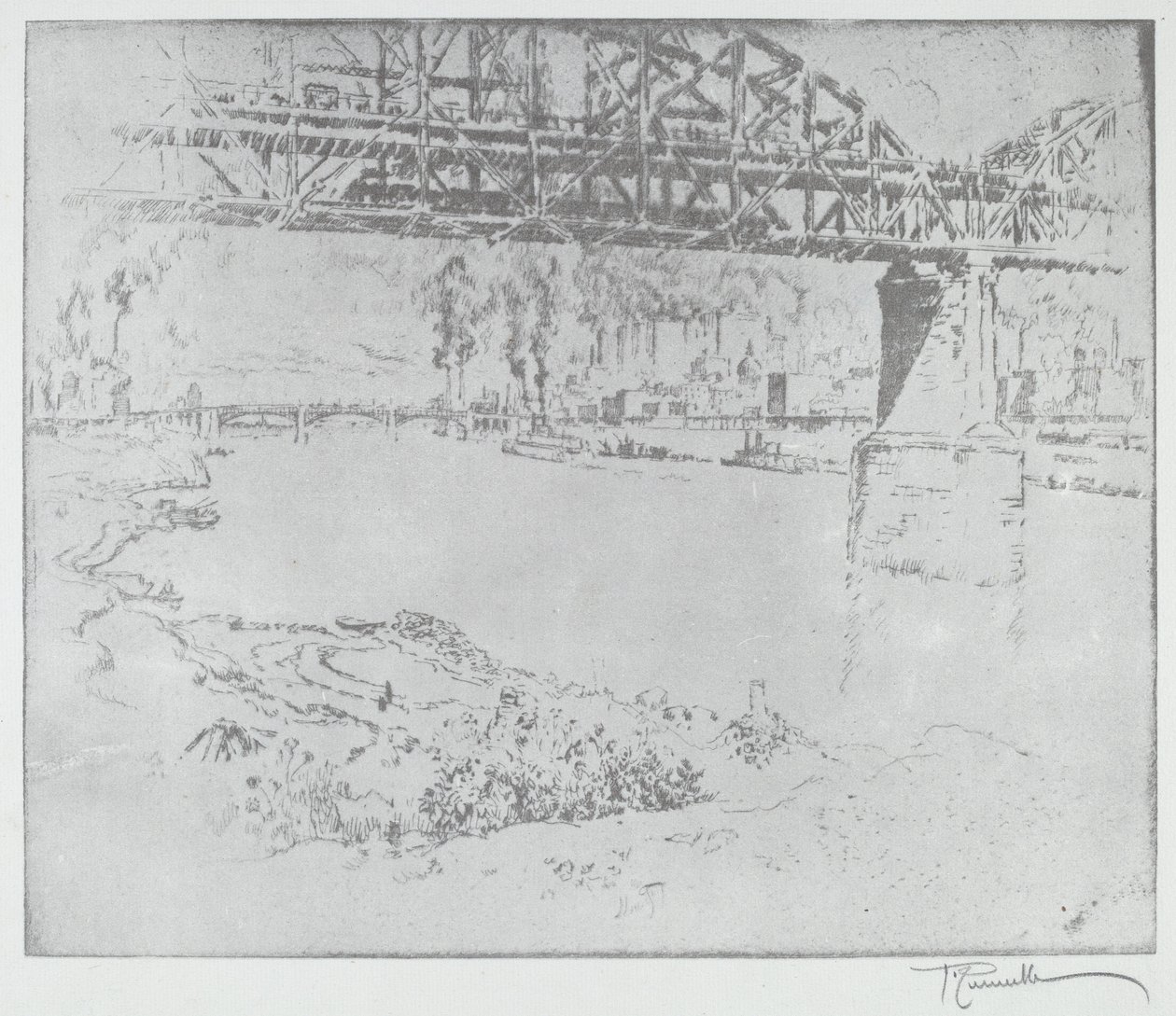 The City Bridge, St. Louis [nederst] av after Joseph Pennell
