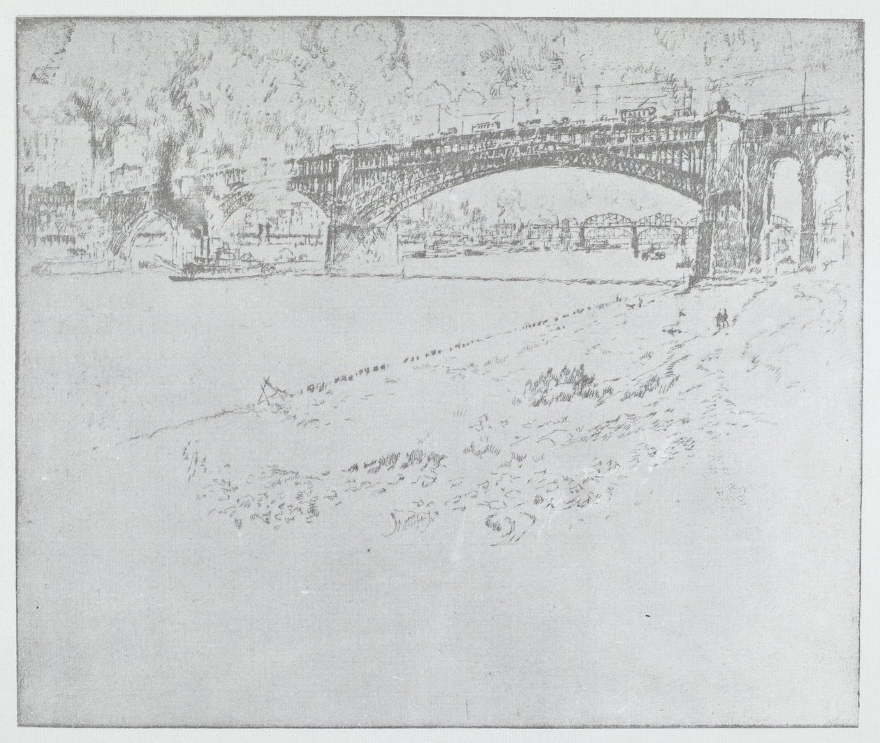 Eads Bridge, St. Louis [överst] av after Joseph Pennell