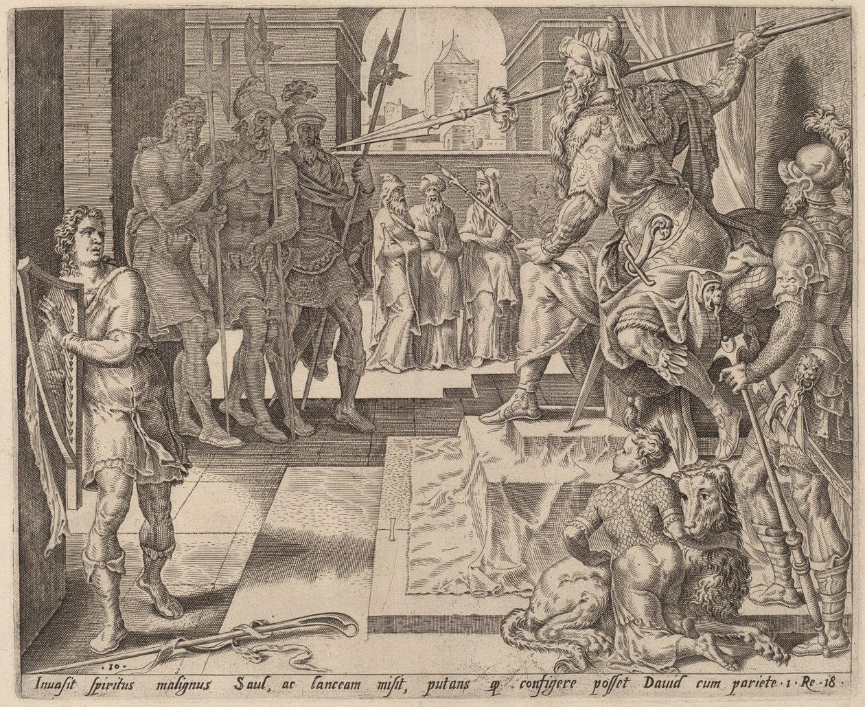 David före Saul av after Maerten van Heemskerck
