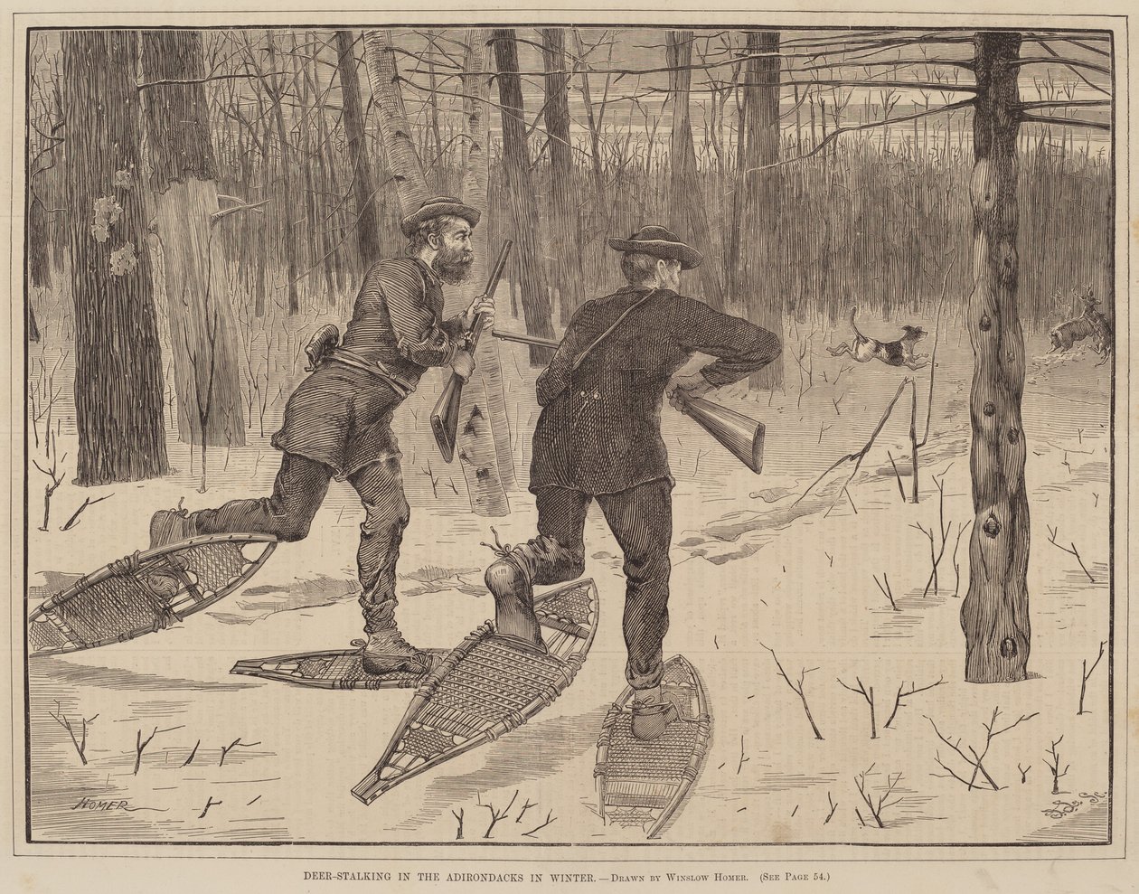 Deer-Stalking i Adirondacks på vintern av after Winslow Homer