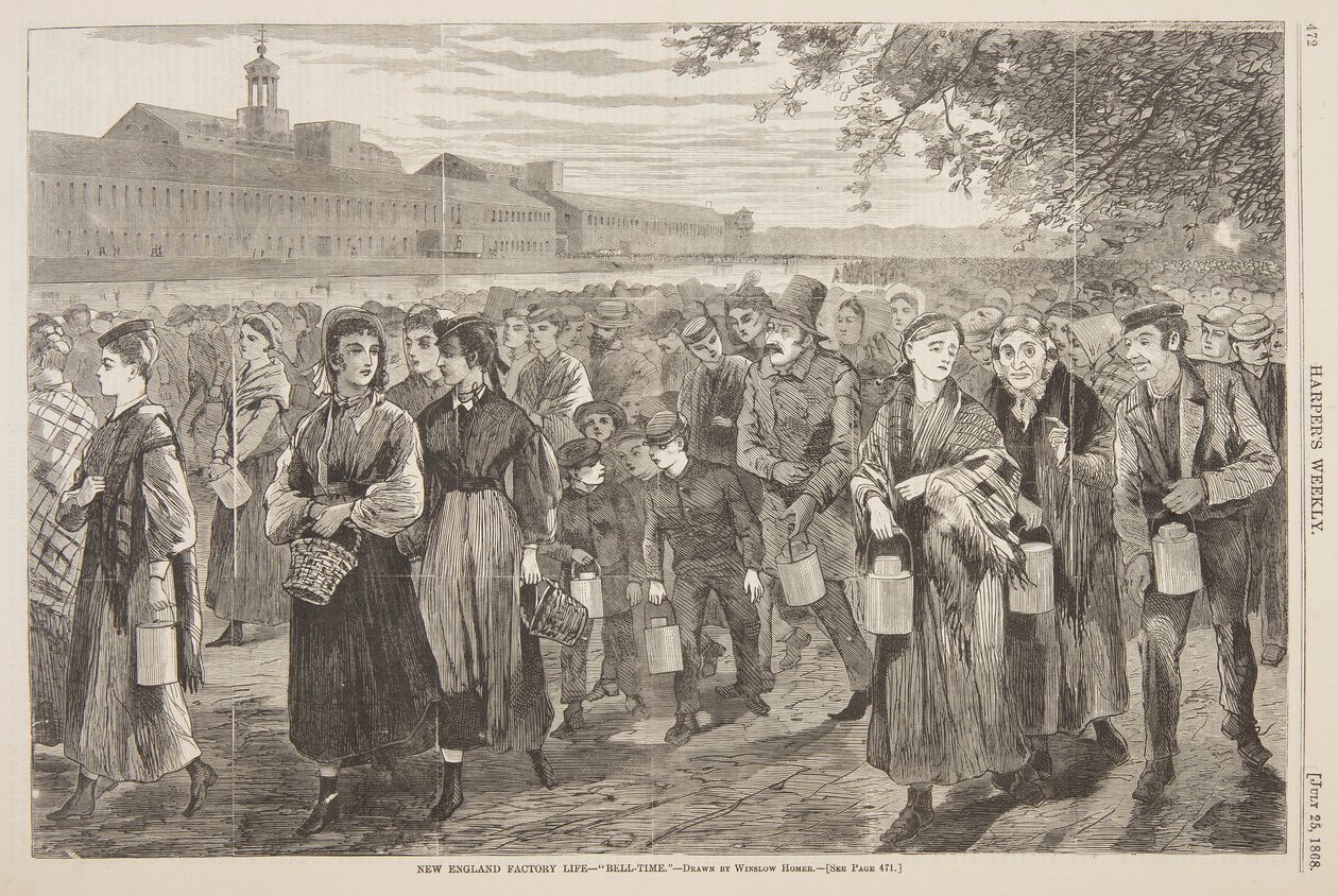 New England Factory Life – "Bell-Time" av after Winslow Homer