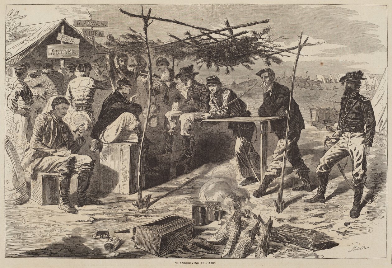Thanksgiving i lägret av after Winslow Homer