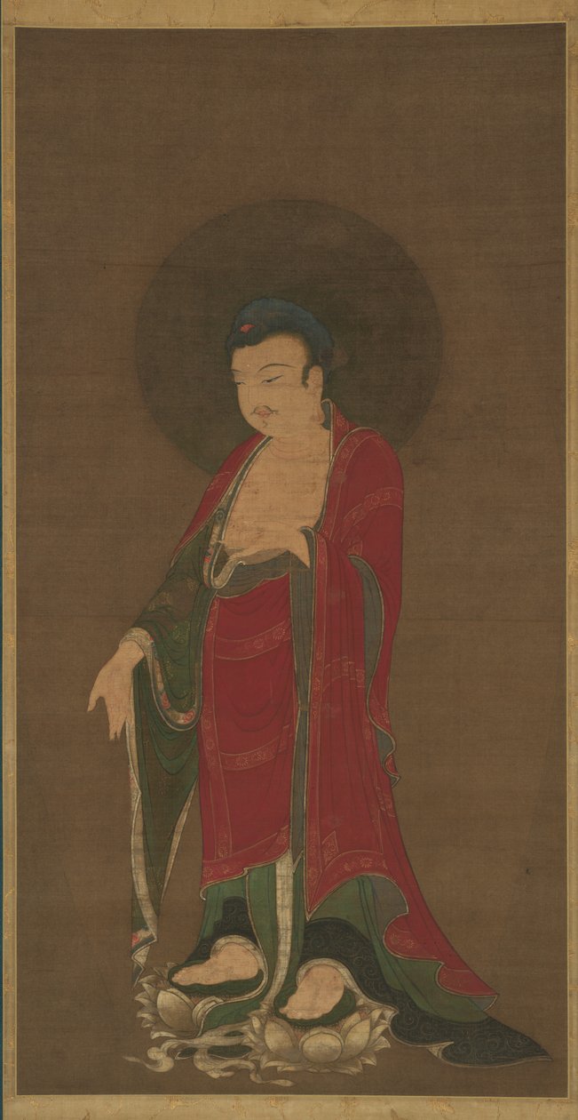 Buddha Amitabha stiger ner från sitt rena land av anonymous 